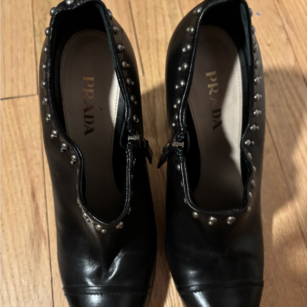 Prada Black Studded Women's Heels - Picture 3 of 12